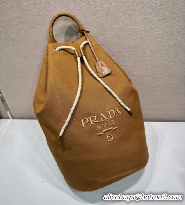 Good Taste Prada Mens Canvas drawstring duffle bag 2VY011 Tabacco Brown 2025