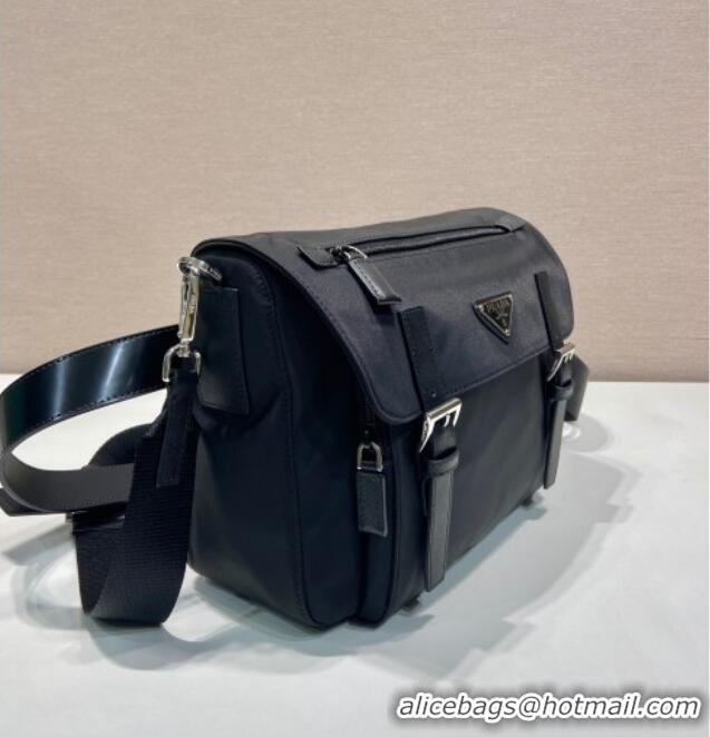 Top Grade Prada Mens Nylon and Leather Messenger Bag 2VD071 Black 2025