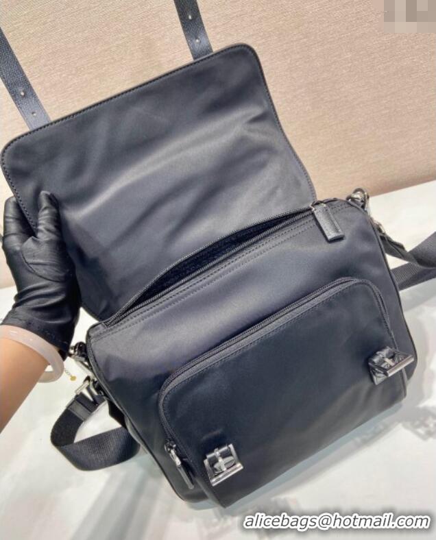 Top Grade Prada Mens Nylon and Leather Messenger Bag 2VD071 Black 2025