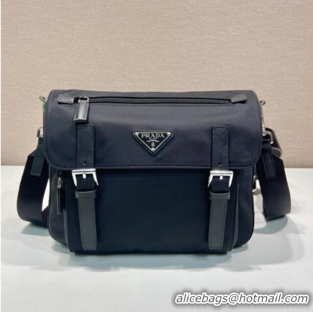 Top Grade Prada Mens Nylon and Leather Messenger Bag 2VD071 Black 2025