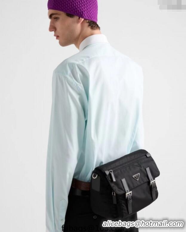 Top Grade Prada Mens Nylon and Leather Messenger Bag 2VD071 Black 2025