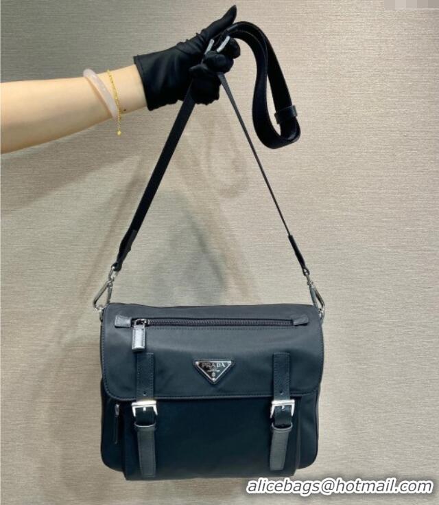 Top Grade Prada Mens Nylon and Leather Messenger Bag 2VD071 Black 2025