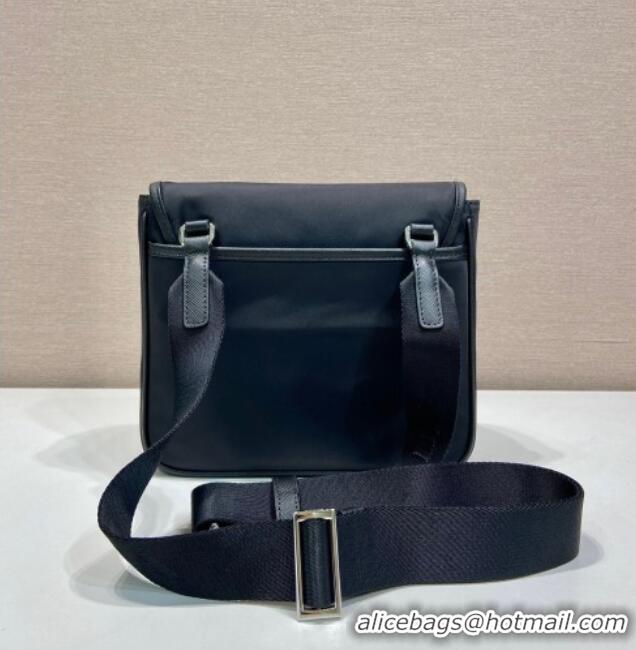 Discount Prada Mens Re-Nylon and Saffiano leather shoulder bag 2VD077 Black 2025