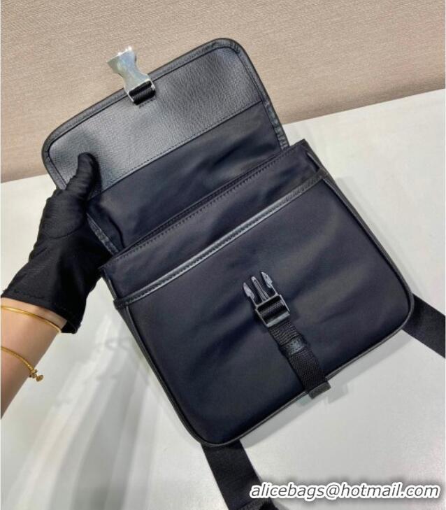 Discount Prada Mens Re-Nylon and Saffiano leather shoulder bag 2VD077 Black 2025