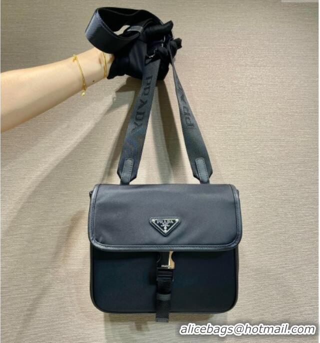 Discount Prada Mens Re-Nylon and Saffiano leather shoulder bag 2VD077 Black 2025