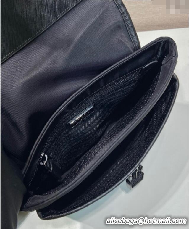 Discount Prada Mens Re-Nylon and Saffiano leather shoulder bag 2VD077 Black 2025