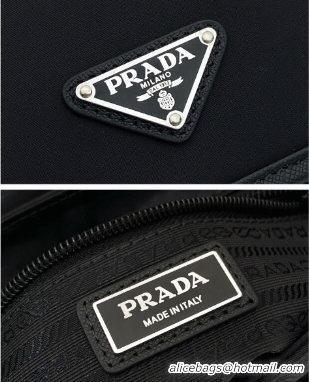 Discount Prada Mens Re-Nylon and Saffiano leather shoulder bag 2VD077 Black 2025