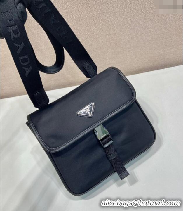 Discount Prada Mens Re-Nylon and Saffiano leather shoulder bag 2VD077 Black 2025