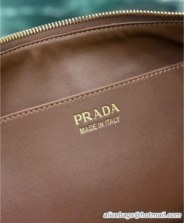 Top Quality Prada Demi-lune large suede shoulder bag 1BC255 Cocoa Brown 2025