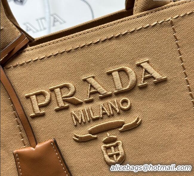 Pretty Style Prada Jardiniere small linen blend handbag 1BG464 Tabacco Brown 2025