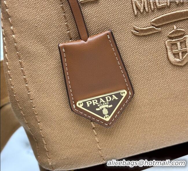 Pretty Style Prada Jardiniere small linen blend handbag 1BG464 Tabacco Brown 2025