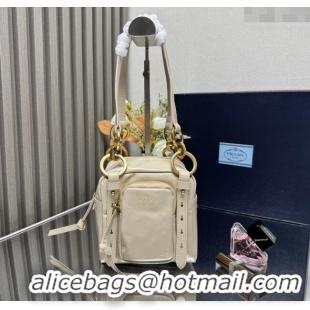 Buy Discount Prada Dangle oil leather top-handle mini-bag 1BB137 Nude 2025