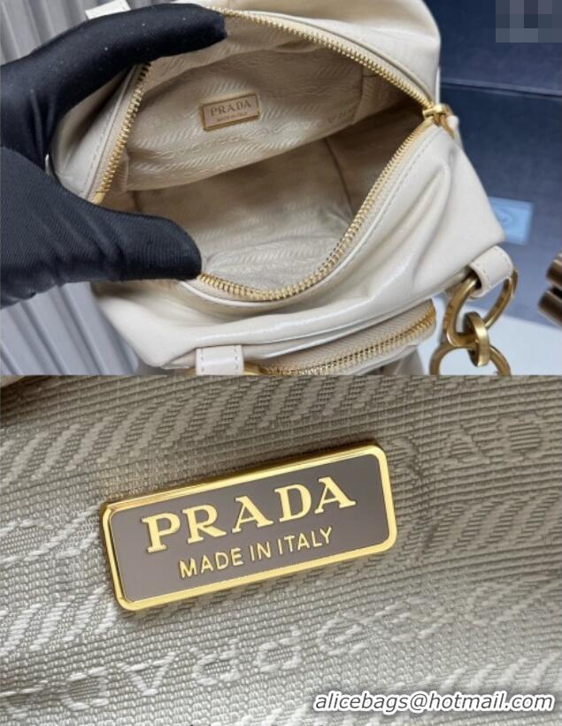 Buy Discount Prada Dangle oil leather top-handle mini-bag 1BB137 Nude 2025
