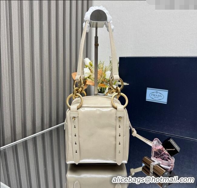 Buy Discount Prada Dangle oil leather top-handle mini-bag 1BB137 Nude 2025