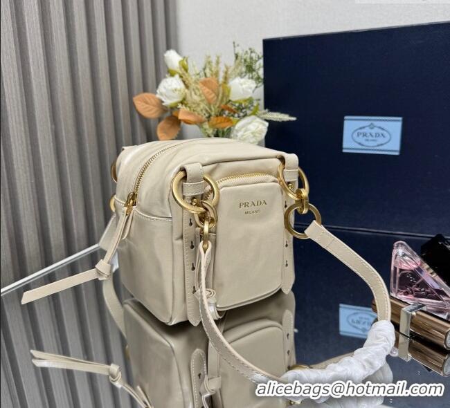 Buy Discount Prada Dangle oil leather top-handle mini-bag 1BB137 Nude 2025