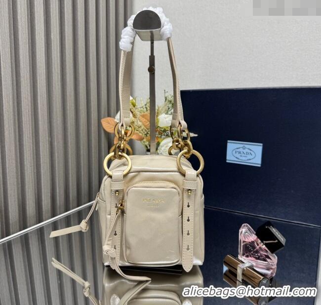 Buy Discount Prada Dangle oil leather top-handle mini-bag 1BB137 Nude 2025