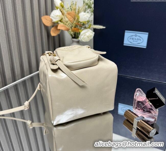 Buy Discount Prada Dangle oil leather top-handle mini-bag 1BB137 Nude 2025