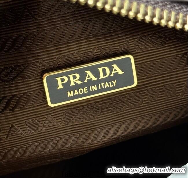 Cheap Design Prada Dangle oil leather top-handle mini-bag 1BB137 Dark Brown 2025