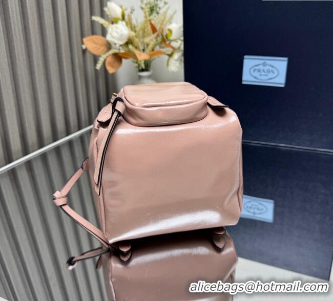 New Fashion Prada Dangle oil leather top-handle mini-bag 1BB137 Pink 2025