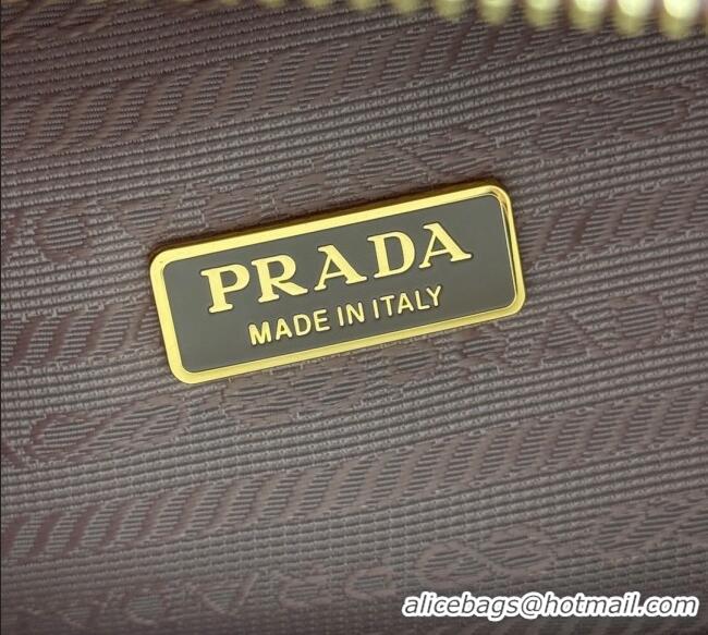 New Fashion Prada Dangle oil leather top-handle mini-bag 1BB137 Pink 2025