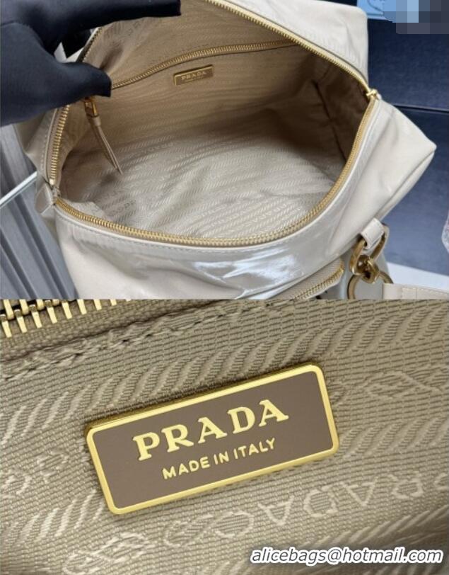 Luxury Cheap Prada Dangle medium oil leather top-handle bag 1BB138 Nude 2025