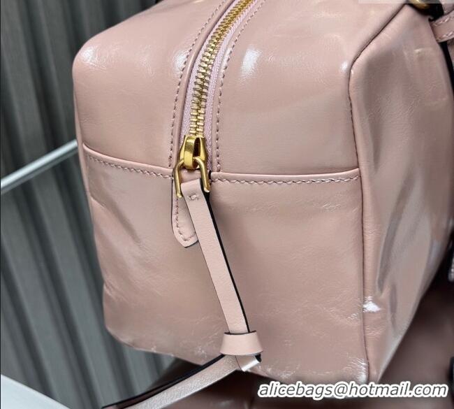 New Fashion Prada Dangle medium oil leather top-handle bag 1BB138 Pink 2025