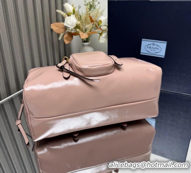 New Fashion Prada Dangle medium oil leather top-handle bag 1BB138 Pink 2025