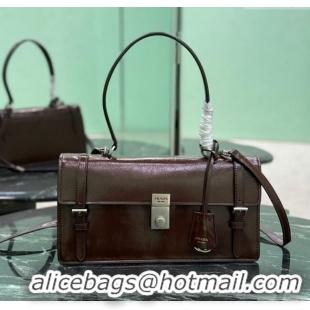 Best Product Prada Medium leather handbag 1BN026 Dark Brown 2025