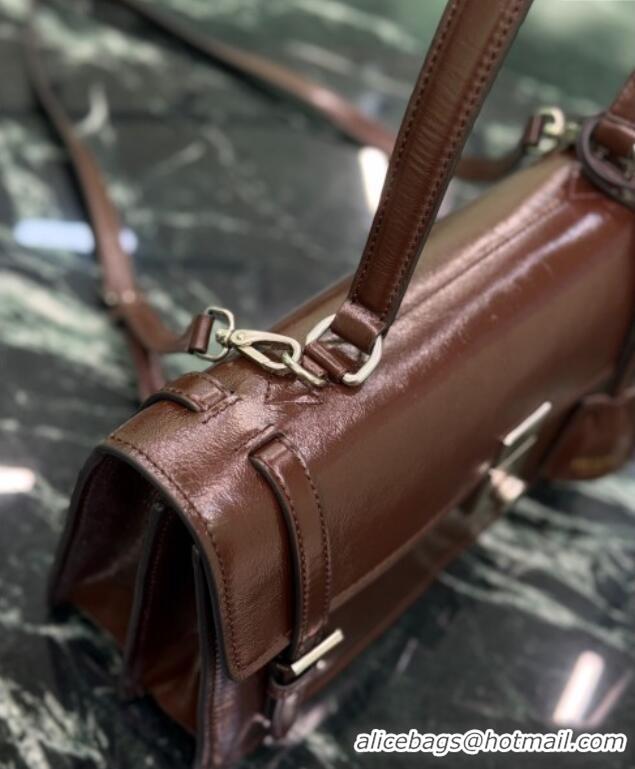Best Product Prada Medium leather handbag 1BN026 Dark Brown 2025
