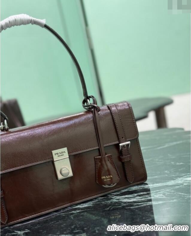 Best Product Prada Medium leather handbag 1BN026 Dark Brown 2025