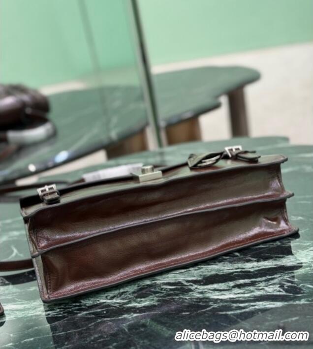 Best Product Prada Medium leather handbag 1BN026 Dark Brown 2025
