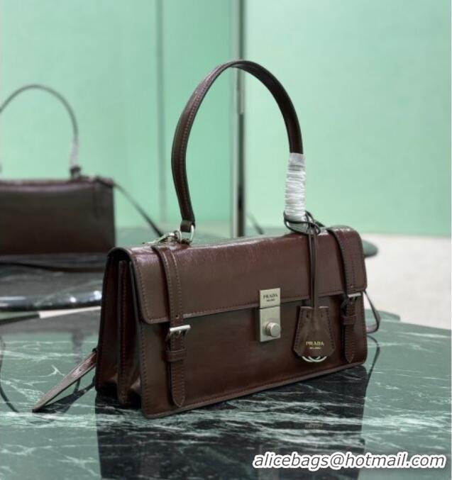 Best Product Prada Medium leather handbag 1BN026 Dark Brown 2025