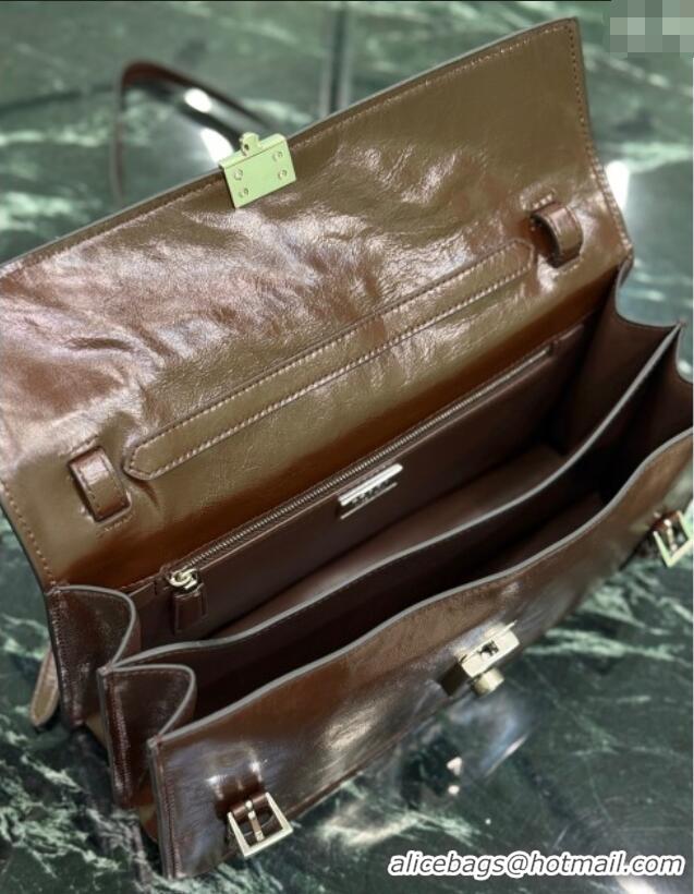 Best Product Prada Medium leather handbag 1BN026 Dark Brown 2025