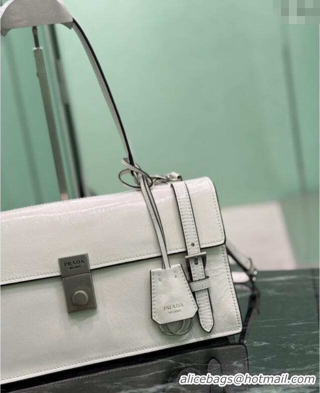 Well Crafted Prada Medium leather handbag 1BN026 White 2025