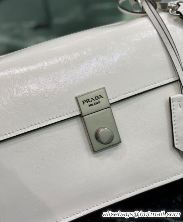 Well Crafted Prada Medium leather handbag 1BN026 White 2025