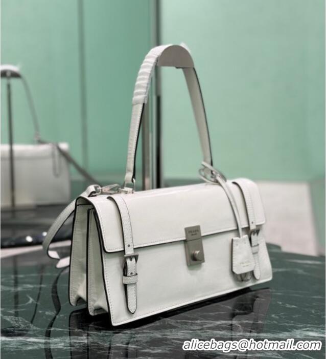 Well Crafted Prada Medium leather handbag 1BN026 White 2025