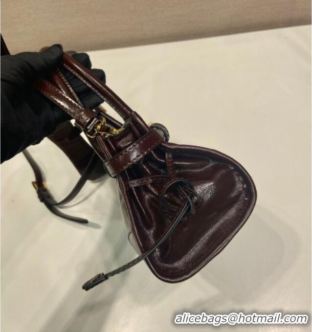 Affordable Price Prada Bonnie small leather handbag 1BA486 Dark Brown 2025