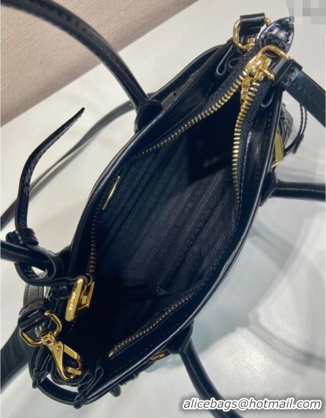 Promotional Prada Bonnie small leather handbag 1BA486 Black 2025