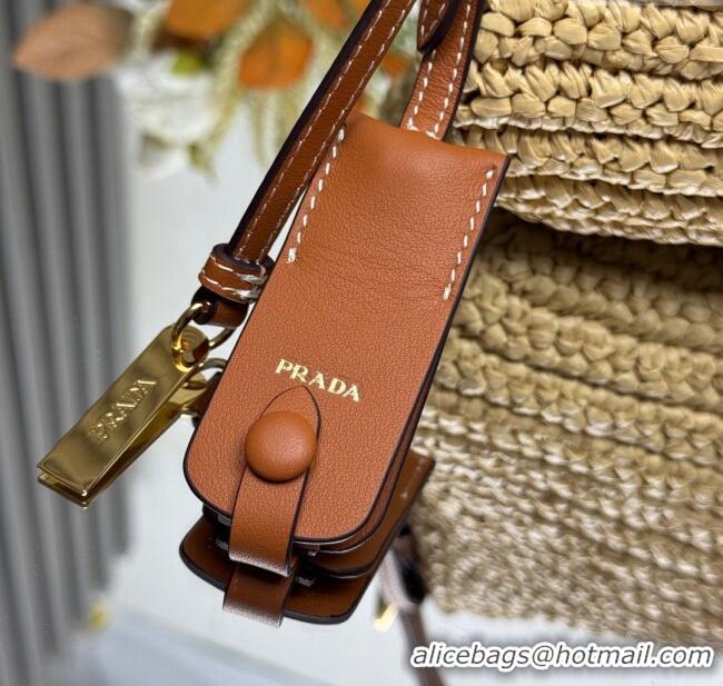 Promotional Prada Aimee medium straw-like shoulder bag 1BC229 Beige 2025