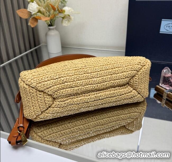Promotional Prada Aimee medium straw-like shoulder bag 1BC229 Beige 2025