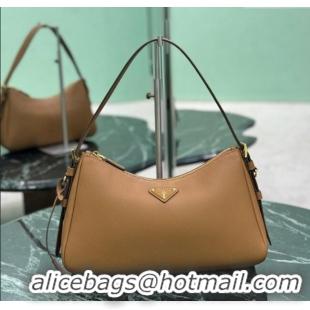 Best Price Prada Aimee medium leather shoulder bag 1BC229 Caramel Brown 2025