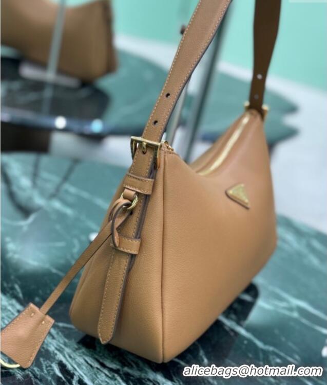 Best Price Prada Aimee medium leather shoulder bag 1BC229 Caramel Brown 2025