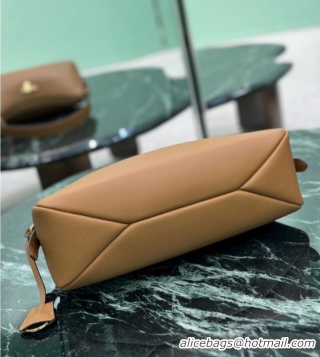 Best Price Prada Aimee medium leather shoulder bag 1BC229 Caramel Brown 2025