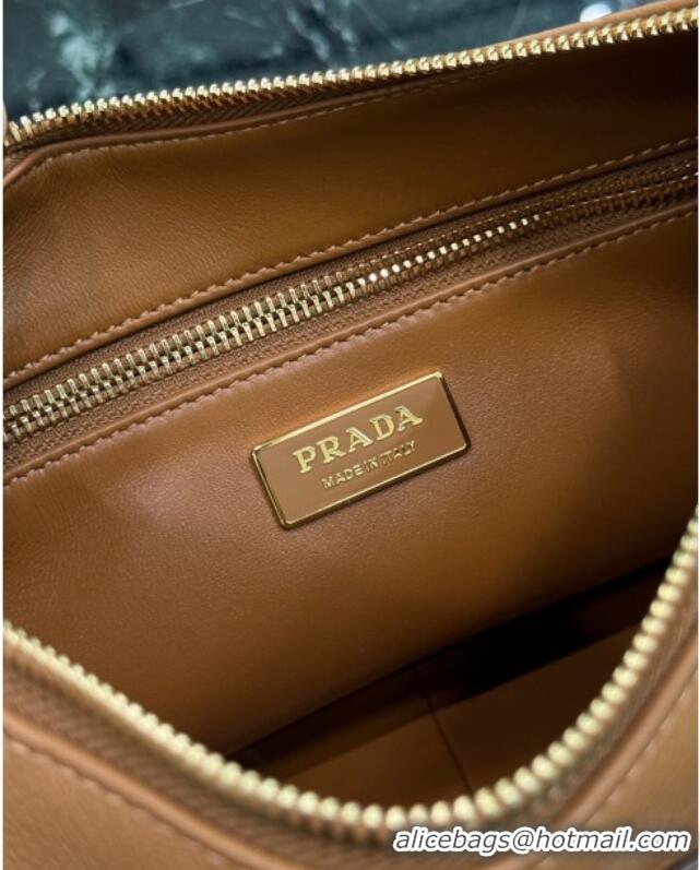 Best Price Prada Aimee medium leather shoulder bag 1BC229 Caramel Brown 2025