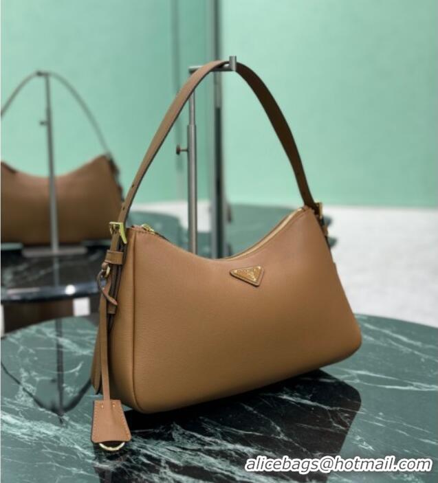Best Price Prada Aimee medium leather shoulder bag 1BC229 Caramel Brown 2025