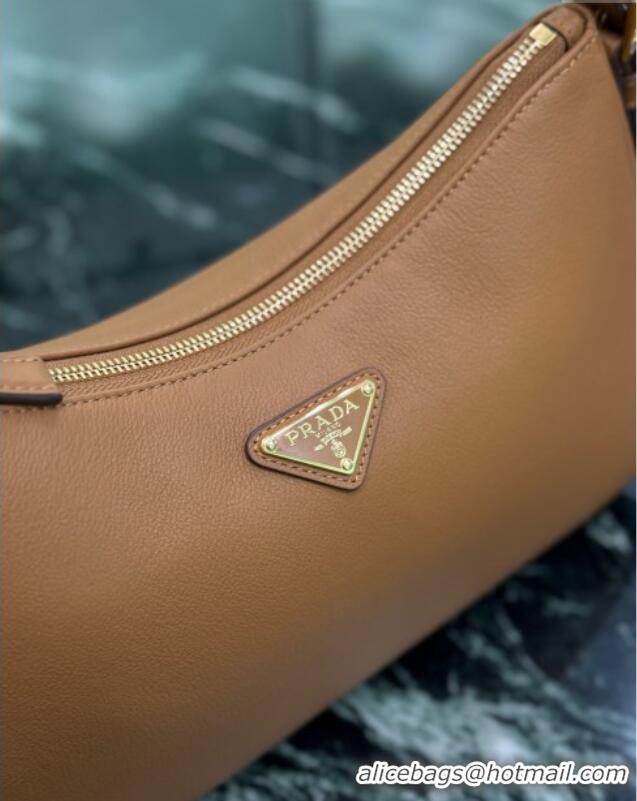 Best Price Prada Aimee medium leather shoulder bag 1BC229 Caramel Brown 2025