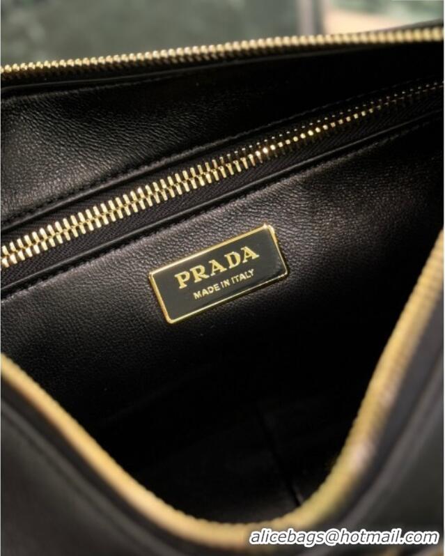 Reasonable Price Prada Aimee medium leather shoulder bag 1BC229 Black 2025