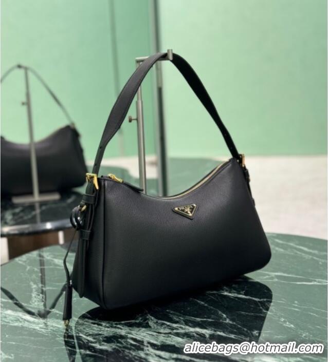 Reasonable Price Prada Aimee medium leather shoulder bag 1BC229 Black 2025