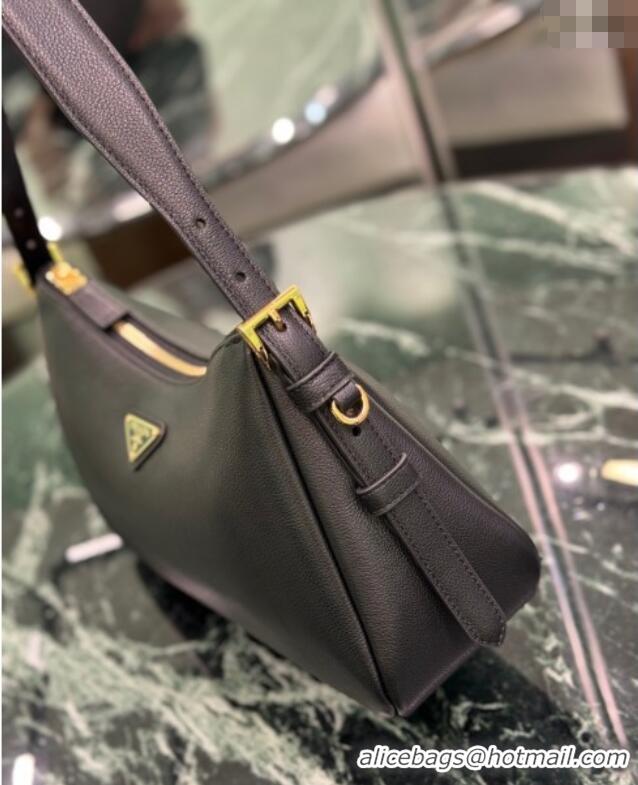 Reasonable Price Prada Aimee medium leather shoulder bag 1BC229 Black 2025