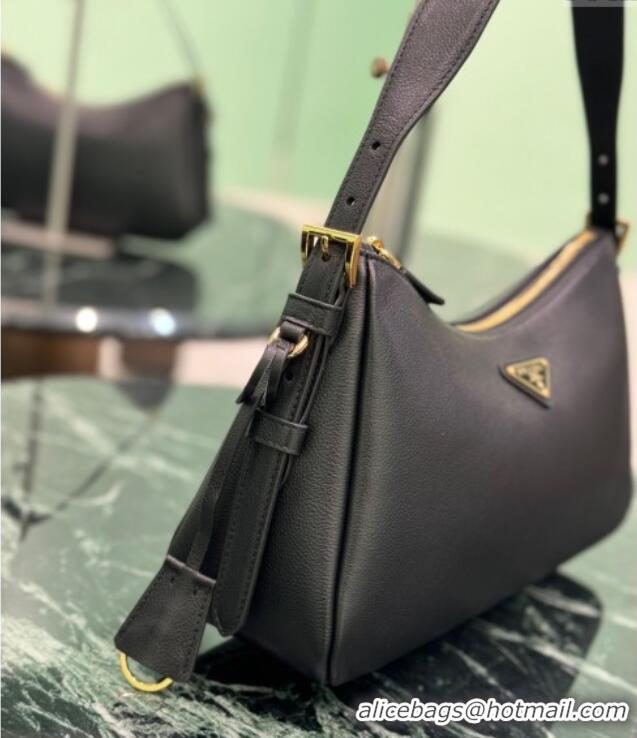 Reasonable Price Prada Aimee medium leather shoulder bag 1BC229 Black 2025